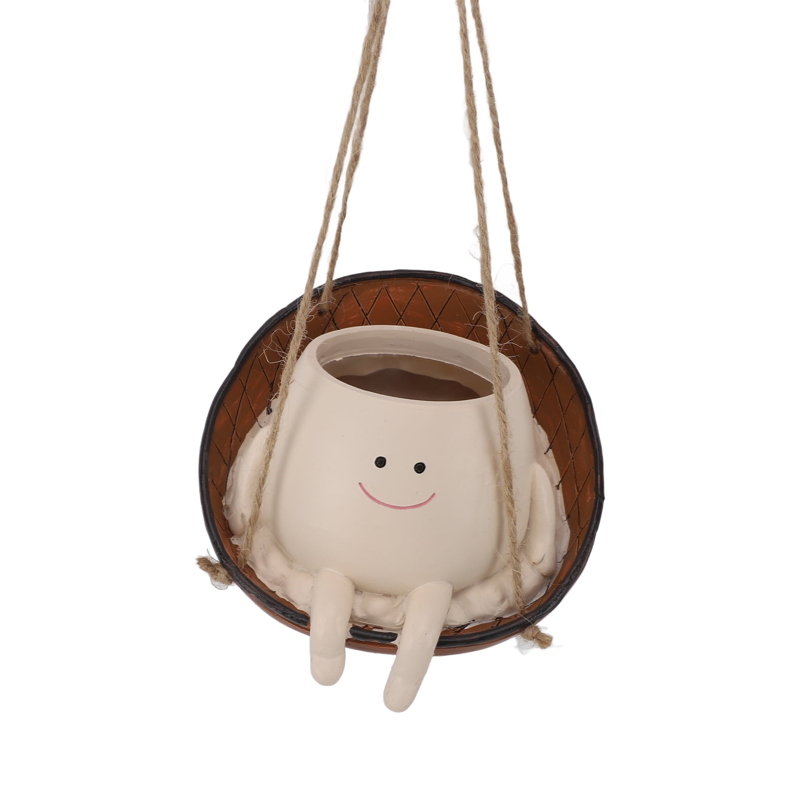 YAHHU Swing Face Planter Pot Cute Hammock Plant Holder Decorative Resin Smiling Head Hanging Planters for Indoor Outdoor Garden Succulents 5.5x4.0x5.5in / 14x10.2x14cm