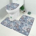 thumbnail image 2 of Blue Ethnic Geometric Pattern Bathroom Rugs Sets 3 Piece,Toilet Cover Set,Absorbent Non Slip Bathroom Mats Sets with U-Shaped Contour Rug Toilet Rug Set, 2 of 5