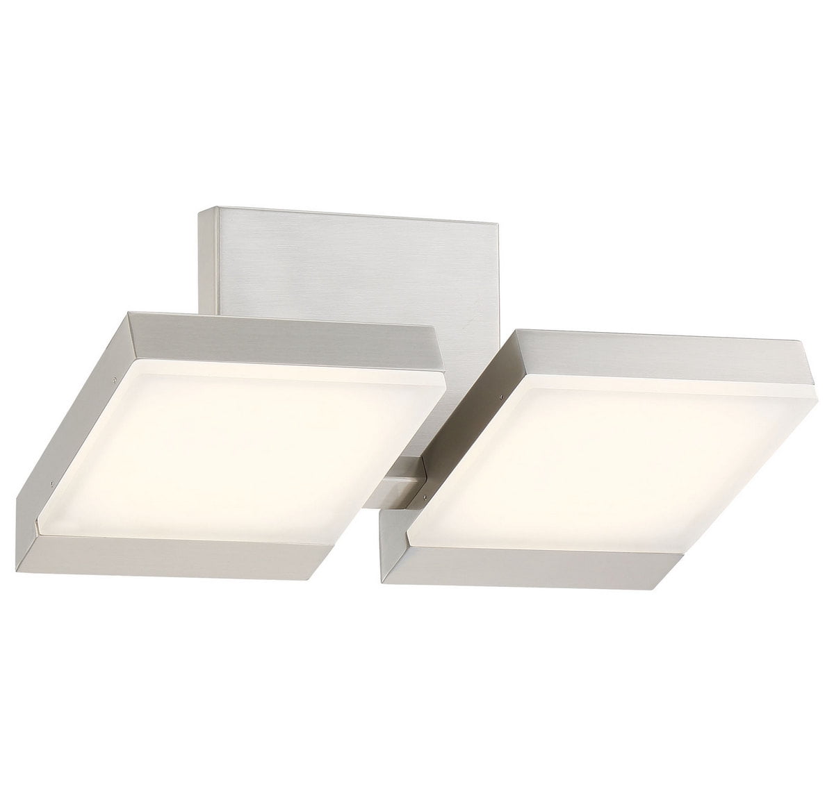 George Kovacs Angle 2-Light LED Wall-Mount Bath Fixture in Brushed Nickel  with Glass Shade