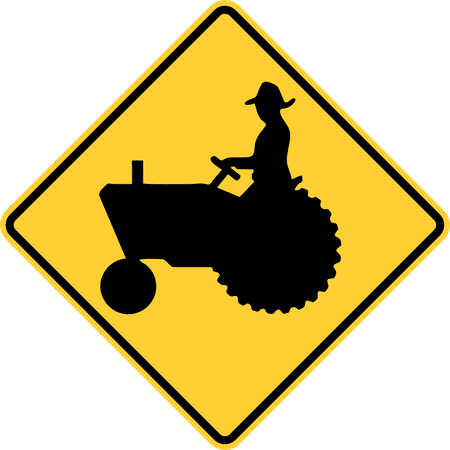 Farm Tractor Sign - Traffic Signs - Tractor/farm vehicle crossing 12 x 18 Peel-n-Stick Sign Street Weather Approved Sign