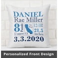 thumbnail image 2 of Printtoo Personalized Birth Announcement Pillow-Custom Hedgehog BirthStats Baby Boy Girl Gift Nursery Dcor-14x14 Inches, 2 of 6