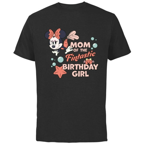 Disney Minnie Mouse Mermaid Mom of the Birthday Girl - Short Sleeve Cotton T-Shirt for Adults - Customized-Yellow