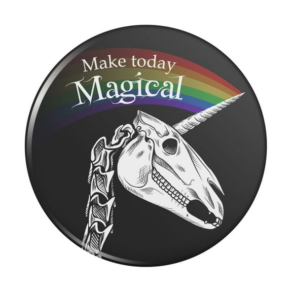 Make Today Magical Skeleton Unicorn Skull Halloween Pinback Button Pin