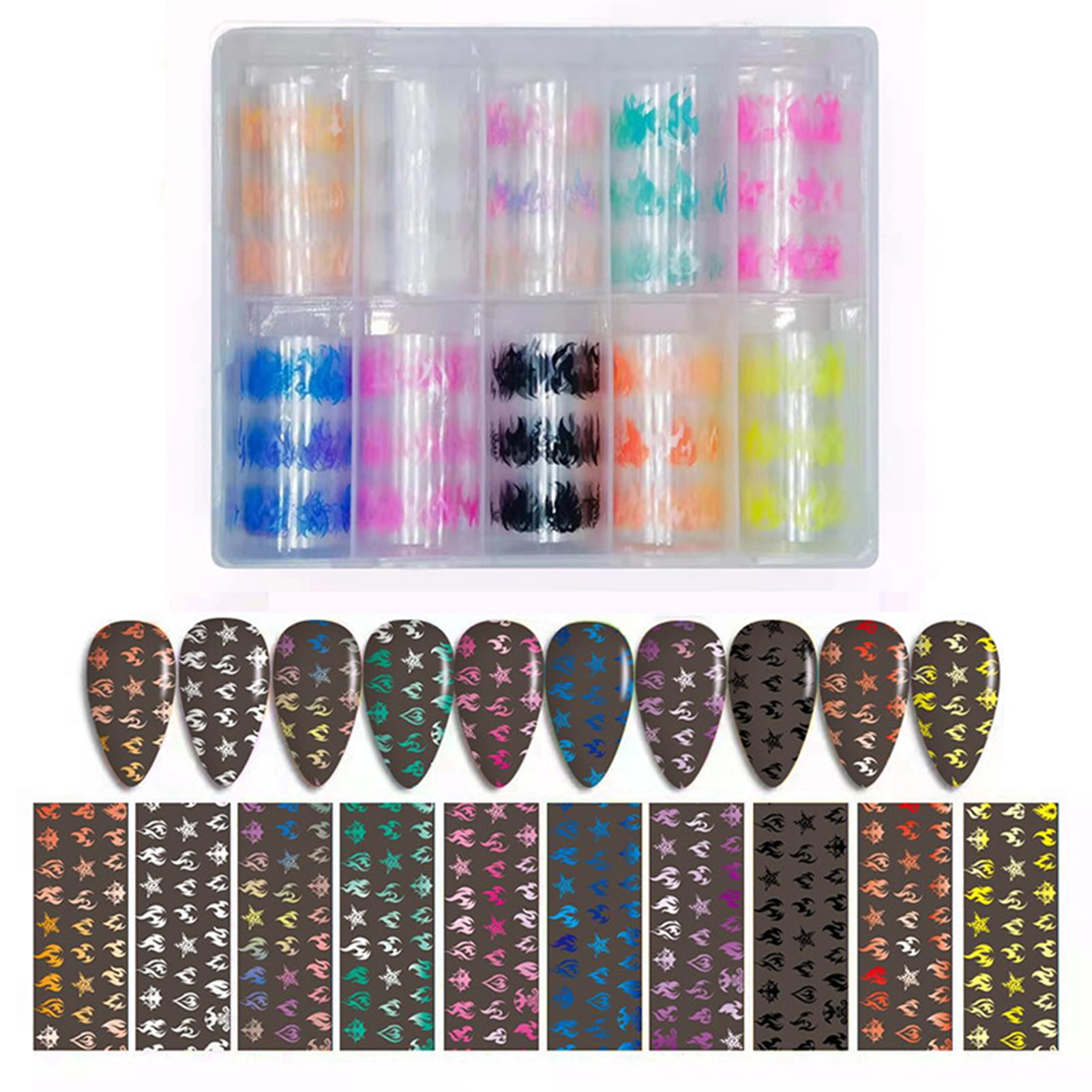 Jiaroswwei 10Pcs/Box Nail Transfer Stickers Exquisite Nail Decoration