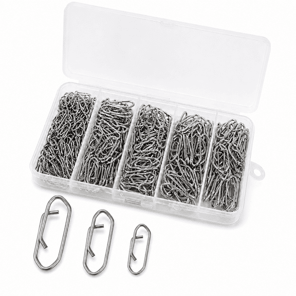 Hemivara 260Pcs Fishing Power Clips Stainless Steel Speed Clips, Quick Change Lure Snaps for Freshwater Saltwater Tackle