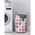 thumbnail image 3 of Abstract Laundry Bag, Repeating Modern Simplistic Floral Motifs on Muted Tone Background Print, Basket with Handles Drawstring Closure for Laundromats, 13" x 19", White and Multicolor, by Ambesonne, 3 of 4