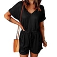 thumbnail image 2 of Jumpsuits For Women Dressy Plus V Neck Loose Short Sleeve Elastic Waist Outfits With Pockets Summer Rompers For Women 2023 Trendy, 2 of 7