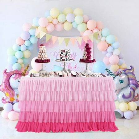 

Five-layers Table Skirt Decorative Net Yarn Anti-wrinkle Fluffy Table Skirt Party Supplies Silver Net Yarn