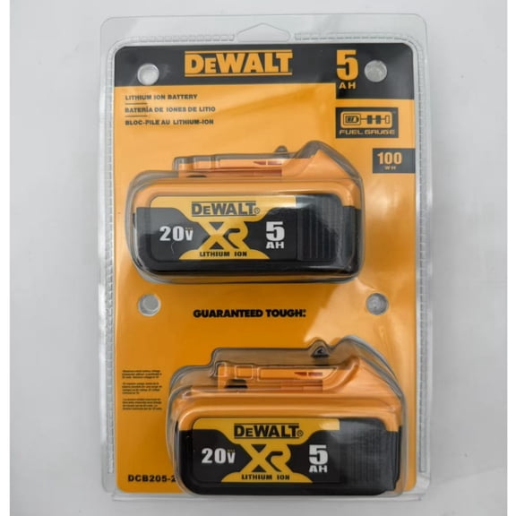 DCB205 DEWAL𝗧 20V MAX 5.0Ah Lithium-Ion Battery (DCB205-2 Pack)