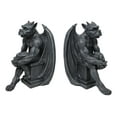 thumbnail image 3 of Gothic Warden of The Night Gargoyle Sentries On Pedestals Bookends Figurine Set, 3 of 9