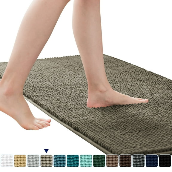 Subrtex Luxury Chenille Bathroom Rug Extra Soft and Absorbent Shaggy Rugs (Taupe Brown, 16"*24")