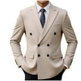 thumbnail image 2 of Xdegoge Blazers for Men Long Sleeve Double Breasted Buttons Dress Coat Turndown Fashon Casual Slim Fitting Solid Color Suit Jackets for Wedding Business, 2 of 3