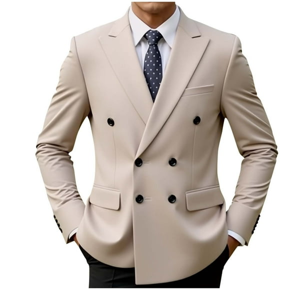 Suit Coat Solid Lapel Casual Pocket Double Breasted Men Fashion