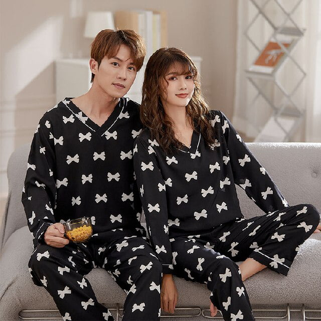 Couples Matching Pajamas Winter Warm Long Sleeve Sleepwear 100