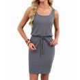 thumbnail image 3 of Women'S Waffle Knit Tank Dress Sleeveless Square Neck Casual Summer Outfit Gray M, 3 of 9