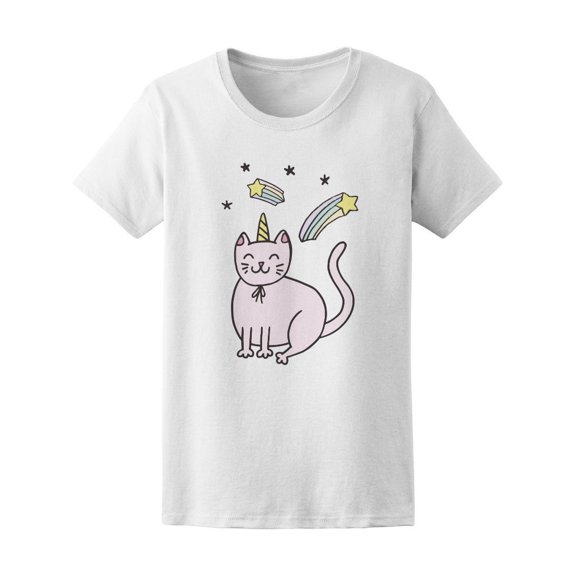 Cute Unicorn Cat With Stars Tee Women's -Image by Shutterstock
