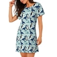 thumbnail image 2 of Sikiie Penguins Dolphins Whales Print Women's Short-sleeved Nightdress, Round Neck Pullover Nightdress Pajamas Summer Home Wear, 2 of 6