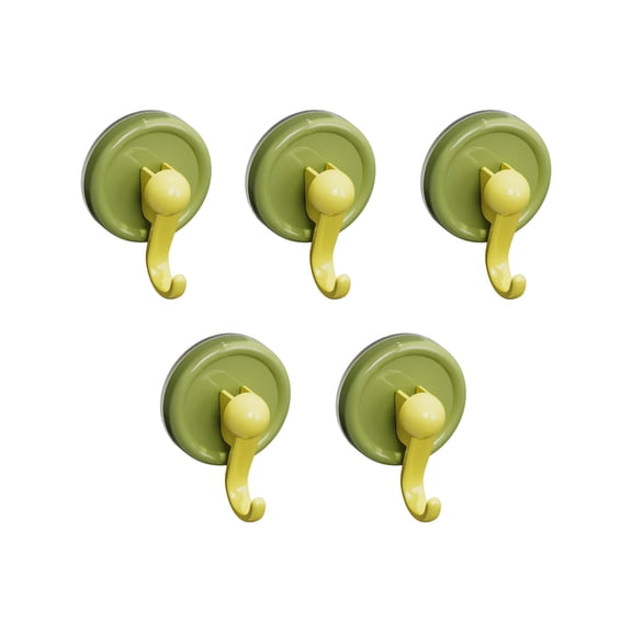 LanSuare 5Pcs Adhesive Hooks for Hanging Heavy-Duty, Wall Hangers without Nails Traceless Removable, Waterproof and Rustproof Multiple Uses for Bathroom Kitchen Home, 3.1"x2.3" Green