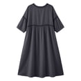 thumbnail image 4 of DYTTDG Women's V-Neck Cutout Trim Dress | 3/4 Sleeve Casual Summer Flowy A-Line Midi Dress, Pullover Swing Dress, 4 of 8