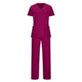 thumbnail image 7 of Hanen Basic Scrub Set for Women - Slim V-Neck Scrub Top & Multi Pocket Skinny Cargo Scrub Pants, 7 of 7