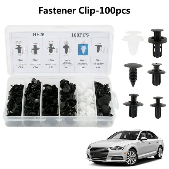 100PCS Car Auto Clip Trim Push Pin Rivet Fender Bumper Door Panel Retainer Fastener Kit