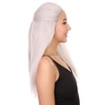 thumbnail image 3 of CW Premium Men's Long White Straight 20' Warlock Cosplay Wig - Lace Front Heat Resistant Fibers - Pulled Back Pony Tail, 3 of 7