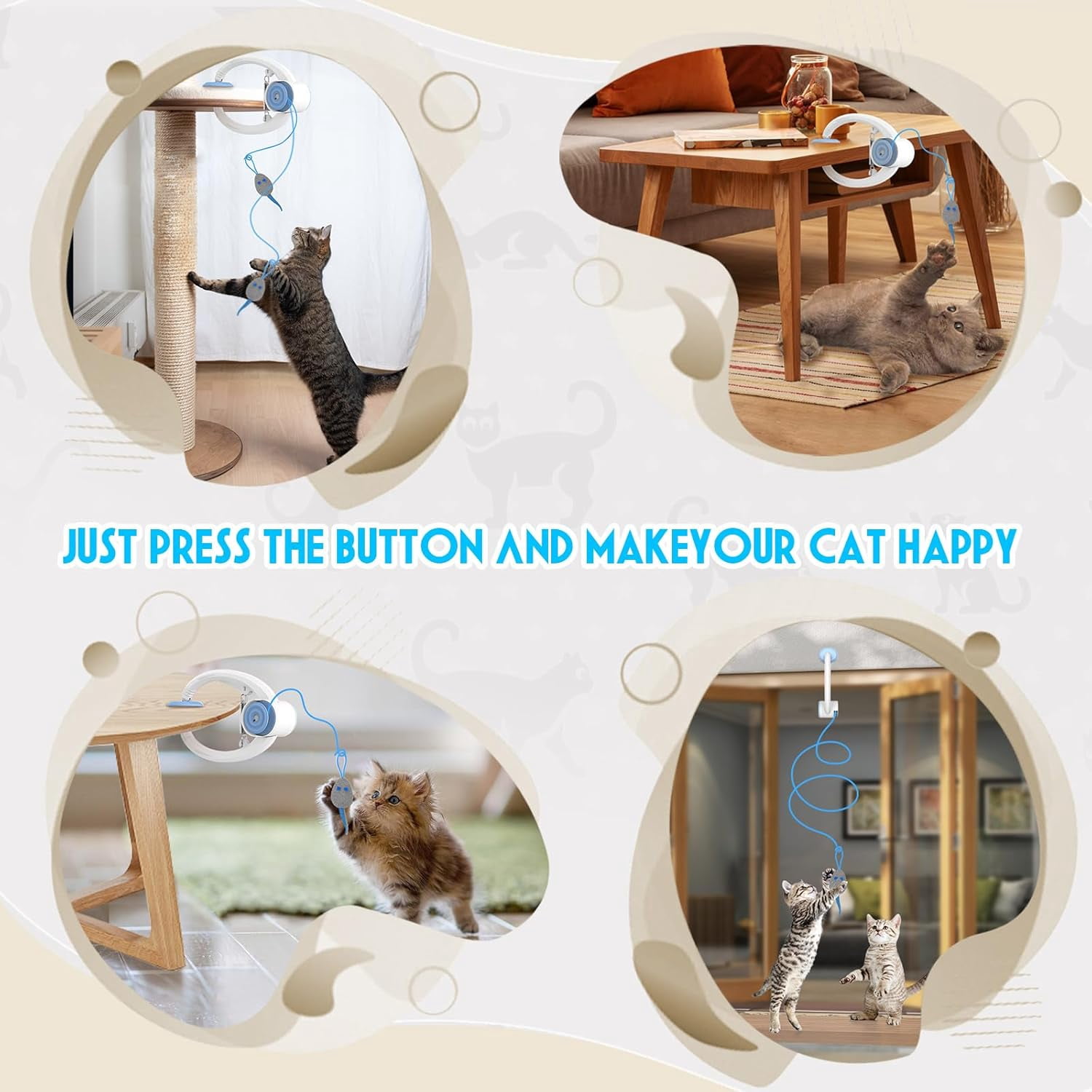 Cat Toys Interactive for Indoor Cats,Enrichment Stimulation Toys, Electric Hanging Door Clip Kitty Toy,Automatic Retractable Play Chase Exercise Feather Toys for Bored Indoor Adult & Kitten Cats.