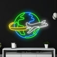 thumbnail image 4 of Handmadetneonsign Around The World Neon Sign, AirPlane Earth Neon Led Art Decor, AirPlane Wall Decor, 4 of 5