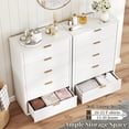 thumbnail image 5 of Fluted Dresser for Bedroom with 5 Drawers, 31.5" Wide Modern Chest of Drawers with Lighting, Wooden Dresser TV Stand with Curved Edges, Closet Organizer for Living Room, Hallway,White, 5 of 9