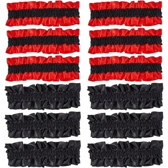12PCS 2 Colors Roaring 1920's Armband Garter Red Black Sleeve Arm Garters Elastic Armbands Anti-Slip Shirt Sleeve Holders Dress Costumes for 20's Party Supplies for diy