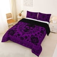 thumbnail image 2 of Homewish Grunge Skull Skeleton Queen Comforter Set,Victorian Damask Comforter Sets Queen,Happy Halloween Duvet,Black Reversible,3pcs,1 Comforter and 2 Pillowcases, 2 of 7