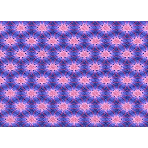 Ahgly Company Indoor Rectangle Patterned Blue Violet Purple Area Rugs, 5' x 7'