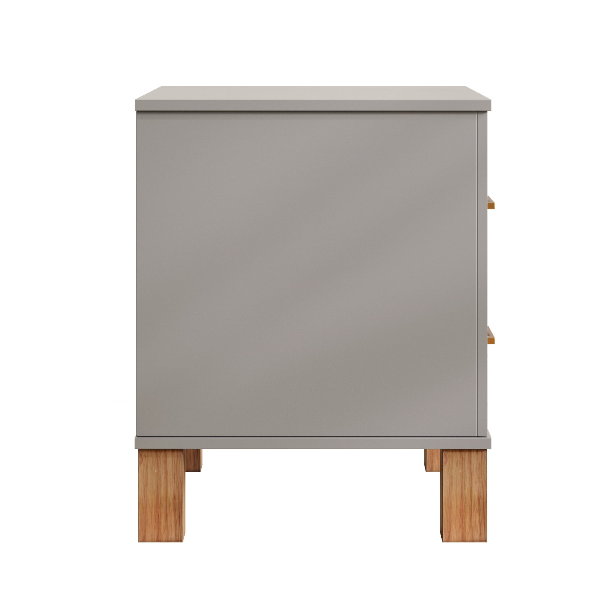 Leumius Nightstand for Bedroom,Wood Bedside Table with 2 Drawer & Solid Wood Legs,Small Storage Cabinet for Living Room,Gray