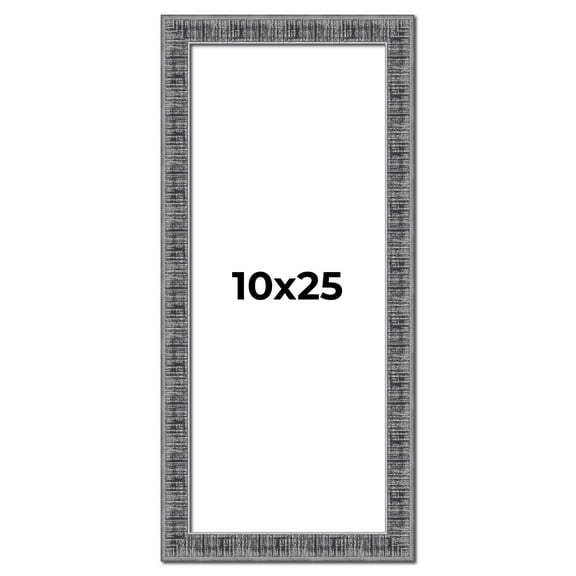 10x25 Frame Silver Black Rustic Sonoma Solid Wood Picture Frame | 1.5 Inch Moulding Width |