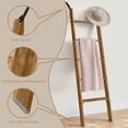 thumbnail image 4 of LEDREM 5-Tier Decorative Blanket Ladder and Ladder Shelf, Rustic Farmhouse Leaning Rack for Blankets, Towels, or Home Decor, Honey Brown, 4 of 6