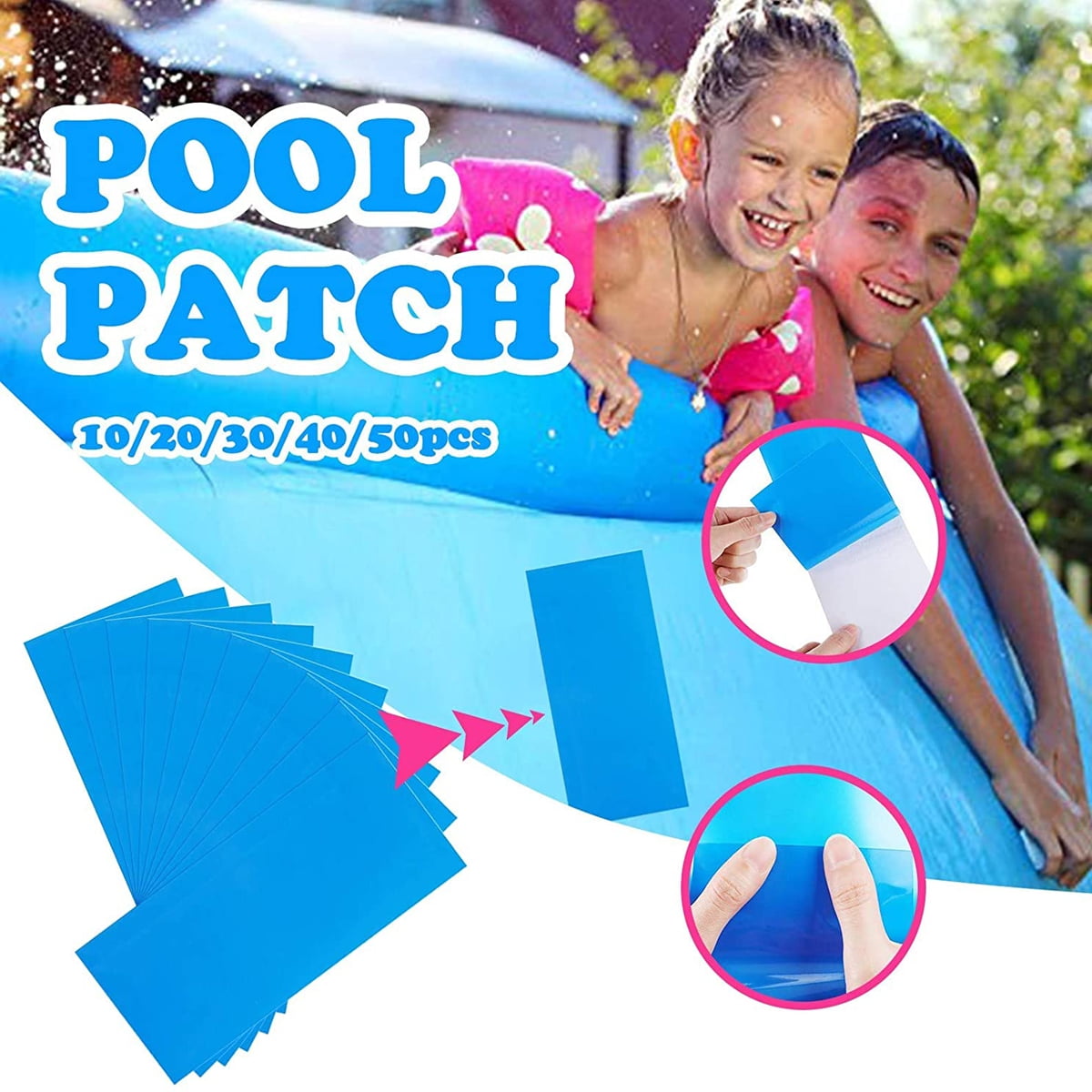 Swimming Pool Vinyl Liner Leak Repair Kit Underwater Parts Patch TearAid Holes 60 Pieces Pvc