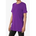 thumbnail image 3 of TheMoogan Women's Basic Cotton Span Crew Neck Relxed Slim Fit Tee Tunic Length T-Shirt, 3 of 7