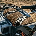 thumbnail image 4 of Renewold All-Weather ATV Seat Cover 25x10 Inch, Waterproof Heavy Duty 4 Wheeler Seat Cover ATV Accessories Decor for Yamaha Raptor 700, Polaris Sportsman 450/750, American Tribal Cow Print Brown, 4 of 7