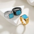 thumbnail image 3 of PAURO Men's Stainless Steel Personalized Vintage Simulated Blue Turquoise Trend Ring Gold Size 11, 3 of 4