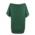 thumbnail image 6 of Olyvenn Fashion Womens Stylish Off The Shoulder Tops Summer Short Batwing Sleeve Loose T-Shirts Solid Color Casual Tunic Shirts Green 10, 6 of 6