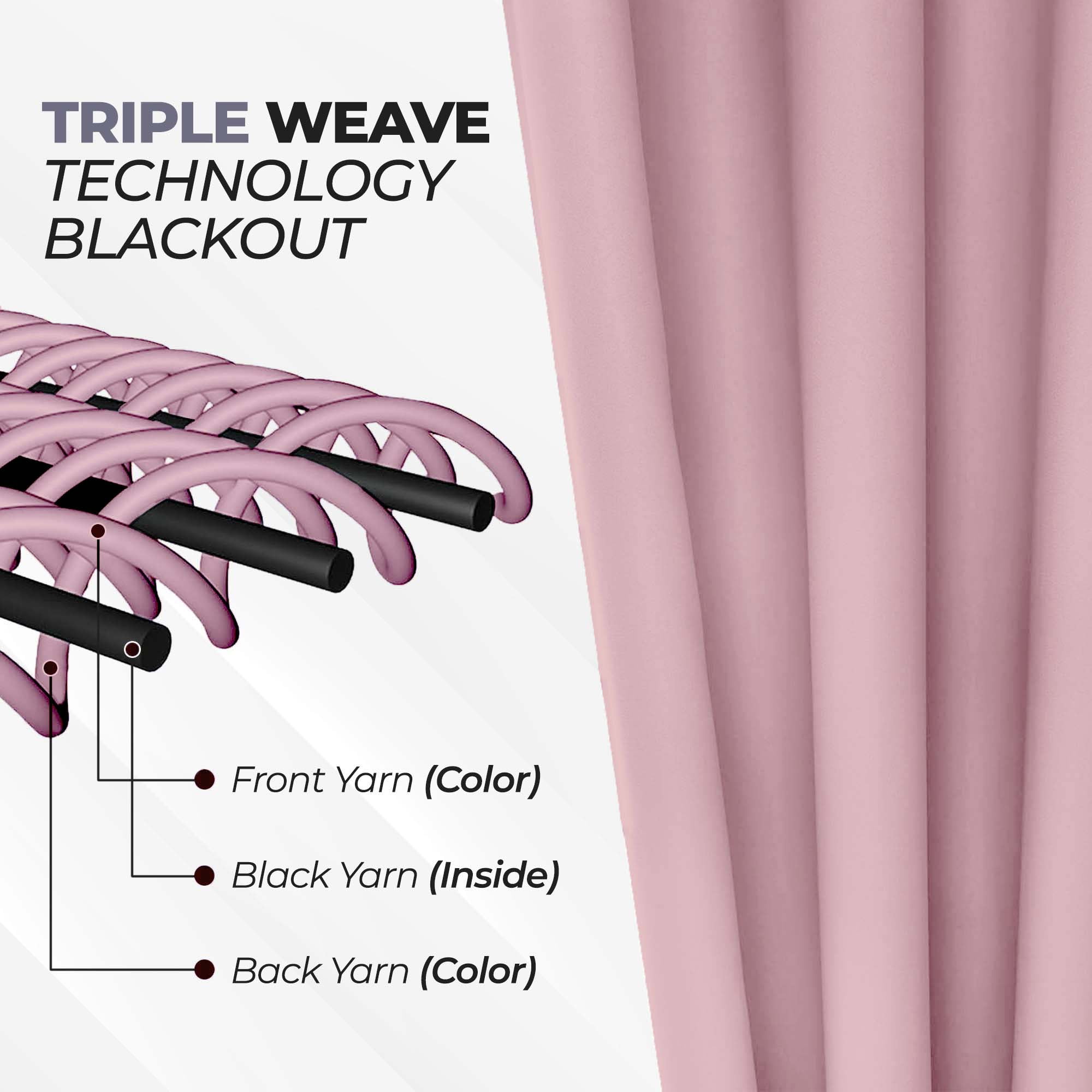Superior Blackout Solid Light Filtering Back Tab Curtain Panel Set, 52" x 108", Mauve chalk