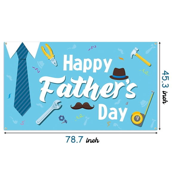 2ooya Happy Father's Day Party Banner Backdrop, Blue Polyester, 78.7 x 45.3 inch,1Pack
