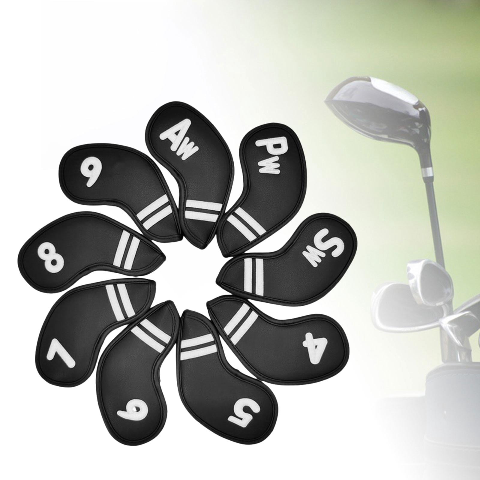 QccHieUs 9 Pcs Golf Club Head Covers, Mallet Putter Covers, Men's Protector, Premium black