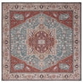 thumbnail image 2 of Safavieh Tucson Filip Oriental Machine Washable Area Rug, Aqua/Rust, 8' x 8' Square, 2 of 13