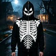 thumbnail image 2 of Wuxian Full Zip Up Hoodie Men Halloween Skeleton Print Long Sleeve Sweatshirts Spooky Jackets For Men, 2 of 5