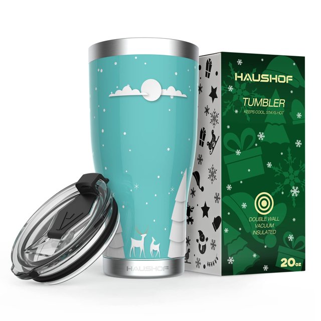 Vaso de viaje navideño HAUSHOF de acero inoxidable, 600 ml