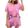 thumbnail image 1 of Conjunto de Pijama de las Mujeres de Moda Casual Color Sólido Manga Corta Cuello Redondo Top Y Pantalones, 1 of 6