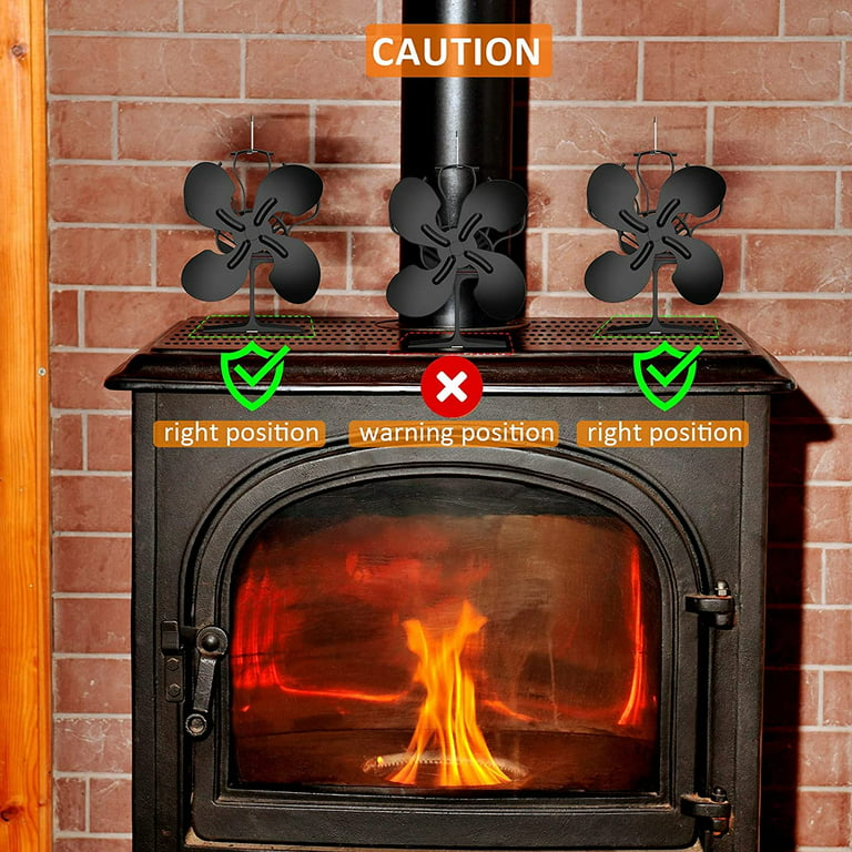 4-Blade Fireplace Fan Furnace Air Blower for Wood Log Burner