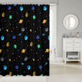 thumbnail image 2 of Manfei Cartoon Colorful Planets Shower Curtain 72Wx72L,Celestial Stars Bathroom Curtain,Black, 2 of 5