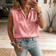 thumbnail image 2 of DagobertNiko Women Plus Size Short Sleeve Tops Silk Satin Lapel Elegant Blouses Casual Tee for Summer Daily Wear and Style, 2 of 5